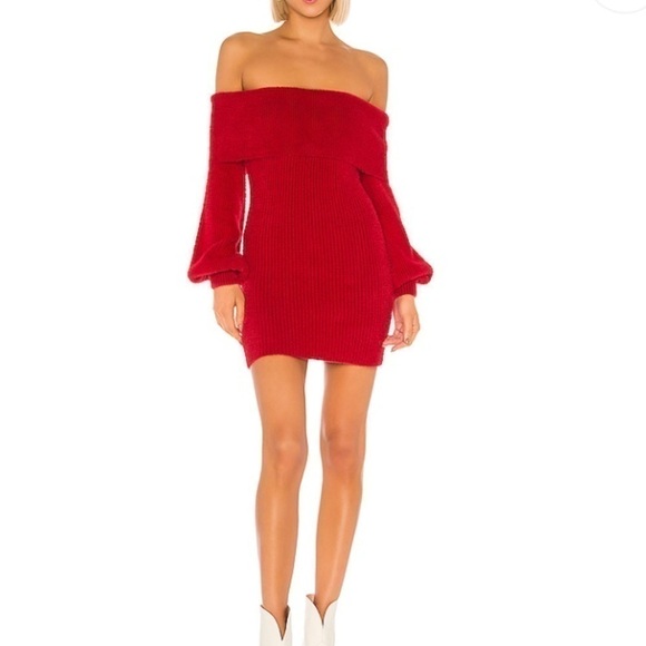 NWT TULAROSA Gramercy Fuzzy Off Shoulder Dress - Picture 1 of 10
